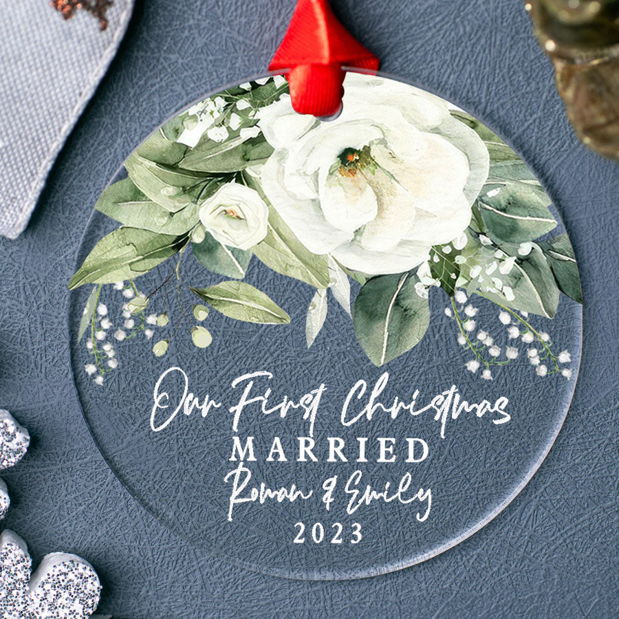 Our First Christmas Married Ornament Custom Wedding Ornaments Just