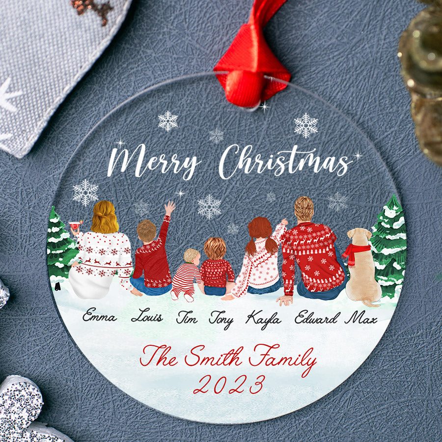 Personalized Family Christmas Ornaments Family Of 6 Ornament With Dog