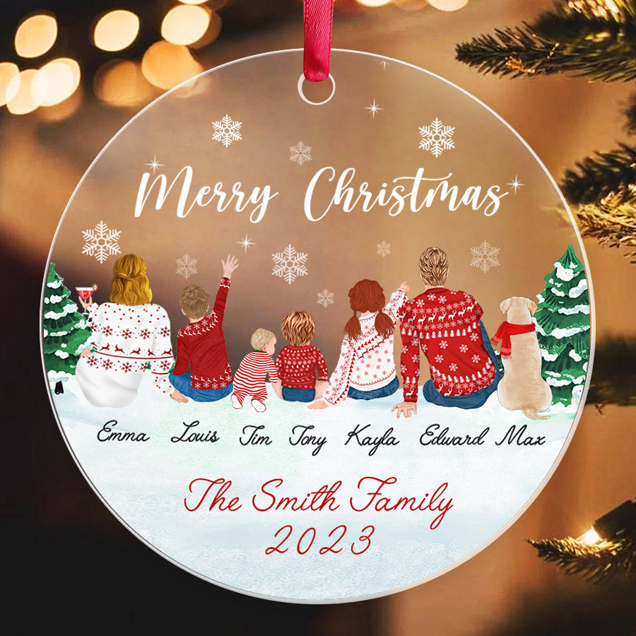 Personalized Family Of 6 Christmas Ornaments 