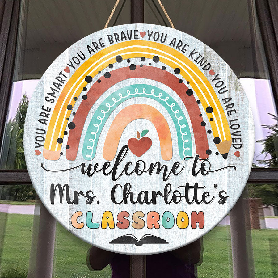 Teacher Door Signs Personalized Teacher Appreciation T Rainbow Classroom Decor Sign 0735