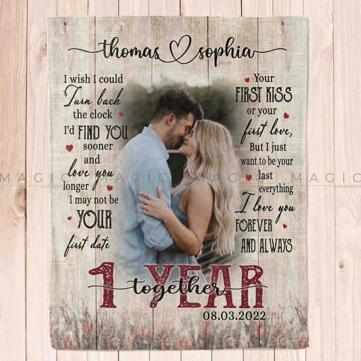 1 Year Anniversary Gifts for Boyfriend, Custom Valentines Day Gifts, Custom  Photo Collage One Year Dating Anniversary Gifts for Him - Magic Exhalation