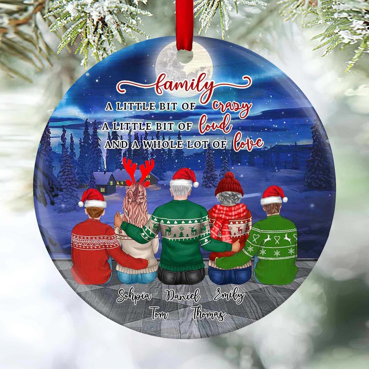 Family of Four Ornament, Unique Christmas Ornaments Personalized for