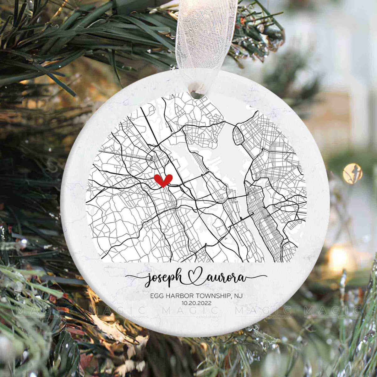 Gift For New House Warming, Custom City Map Christmas Ornament Gift