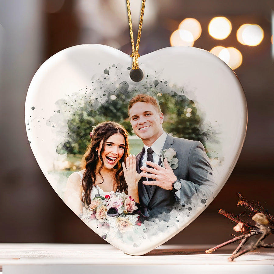 Personalized First Christmas Married Ornament With Custom Photo