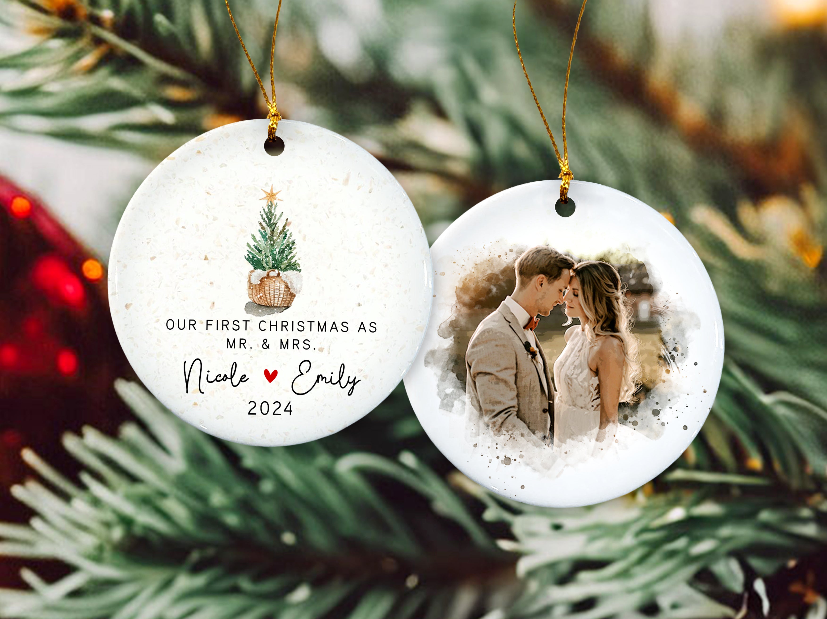 Personalized First Christmas Married Ornament With Photo