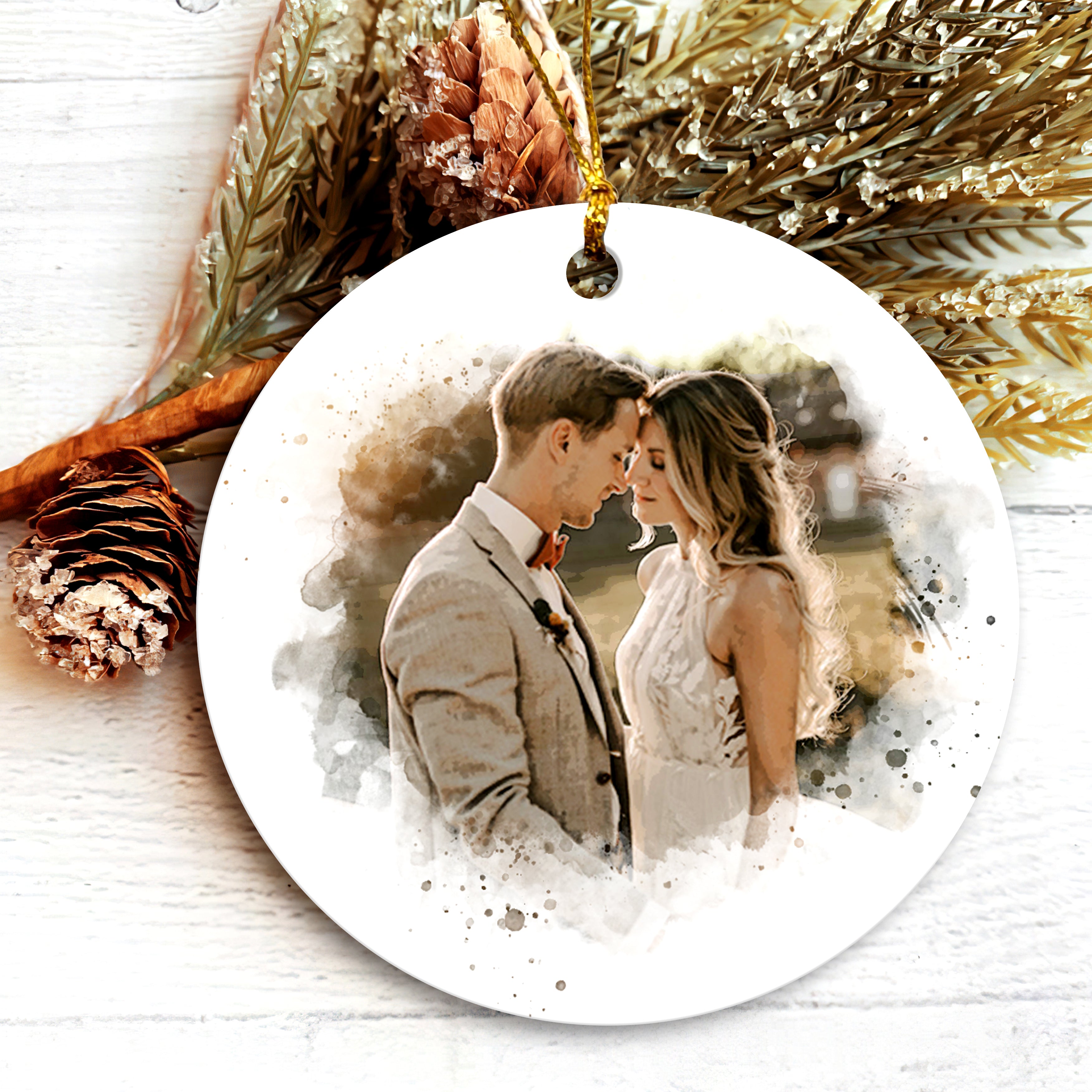 Personalized First Christmas Married Ornament With Photo