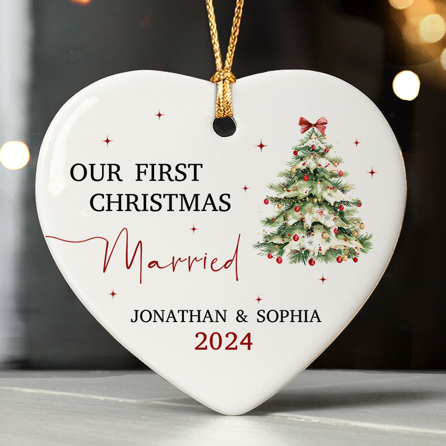 Personalized First Christmas Married Ornament With Custom Photo