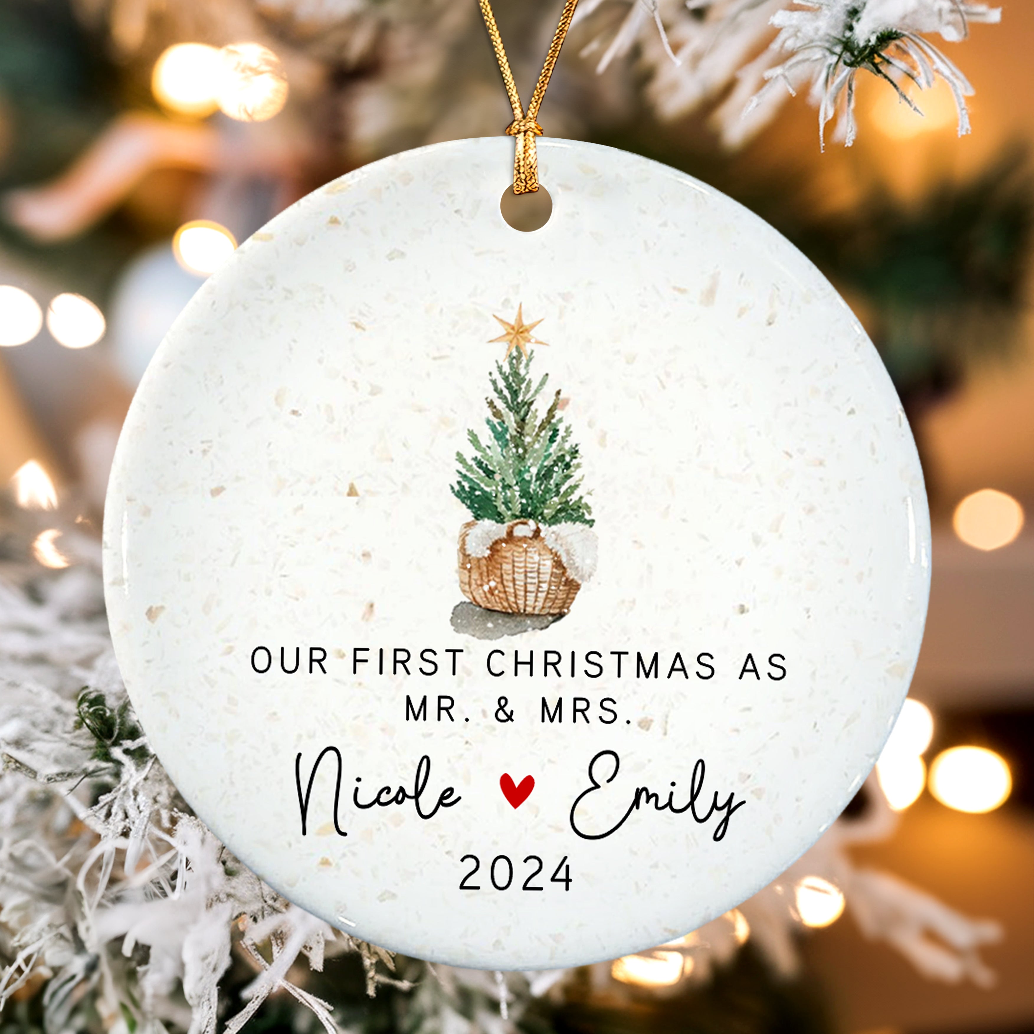 Personalized First Christmas Married Ornament With Photo