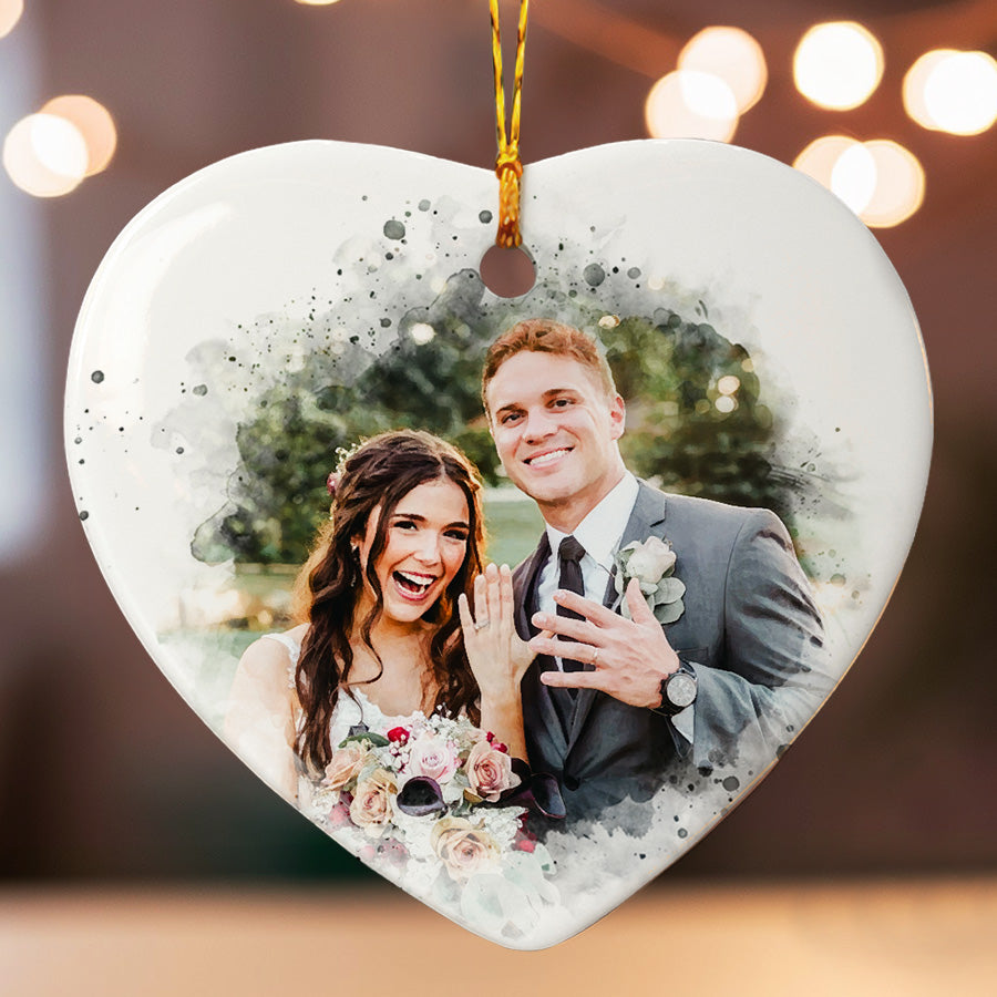 Personalized First Christmas Married Ornament With Custom Photo