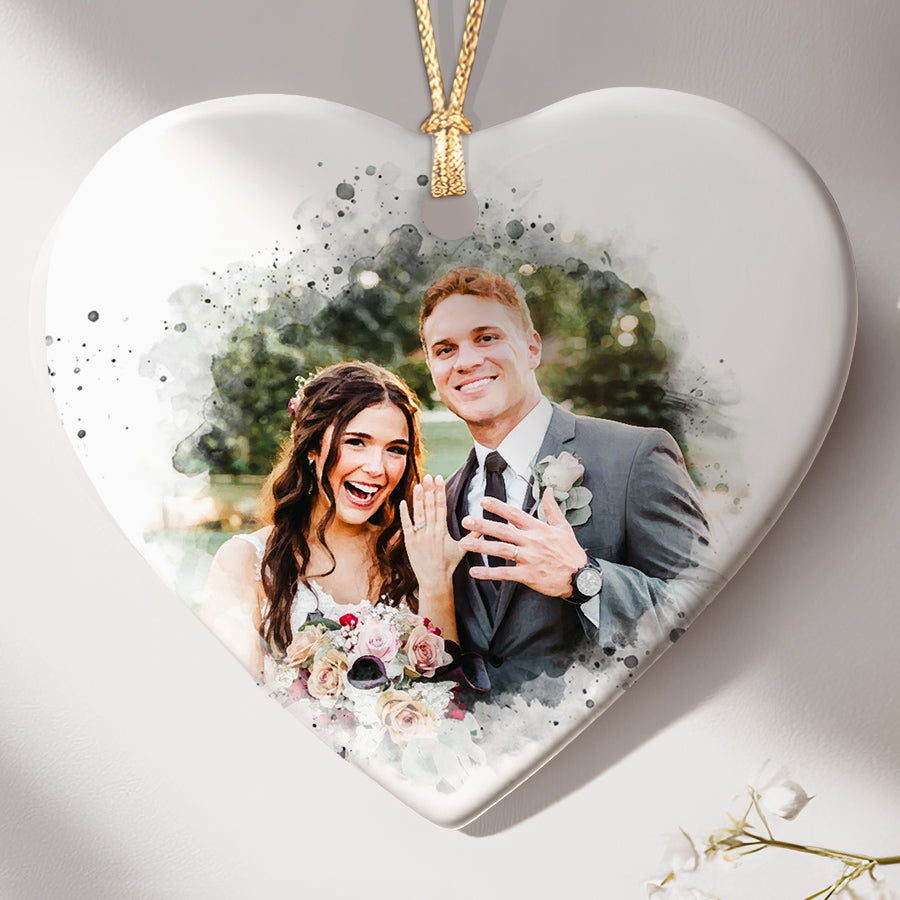 Personalized First Christmas Married Ornament With Custom Photo