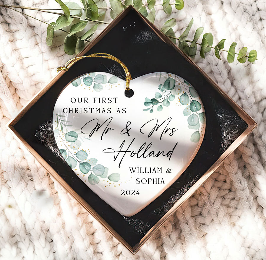 Custom Our First Christmas As Mr & Mrs Ornament