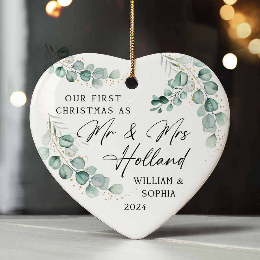 Custom Our First Christmas As Mr & Mrs Ornament