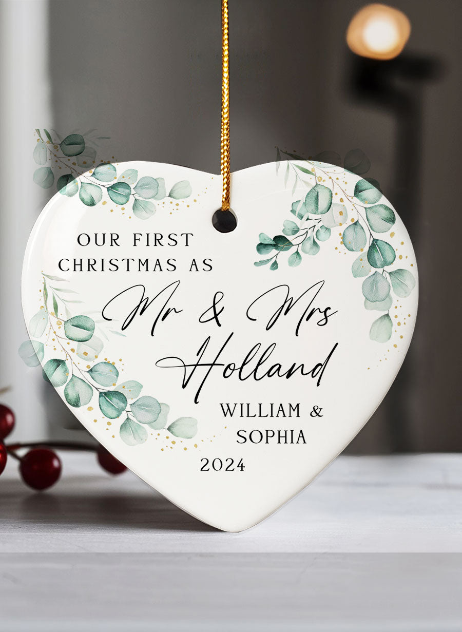 Custom Our First Christmas As Mr & Mrs Ornament