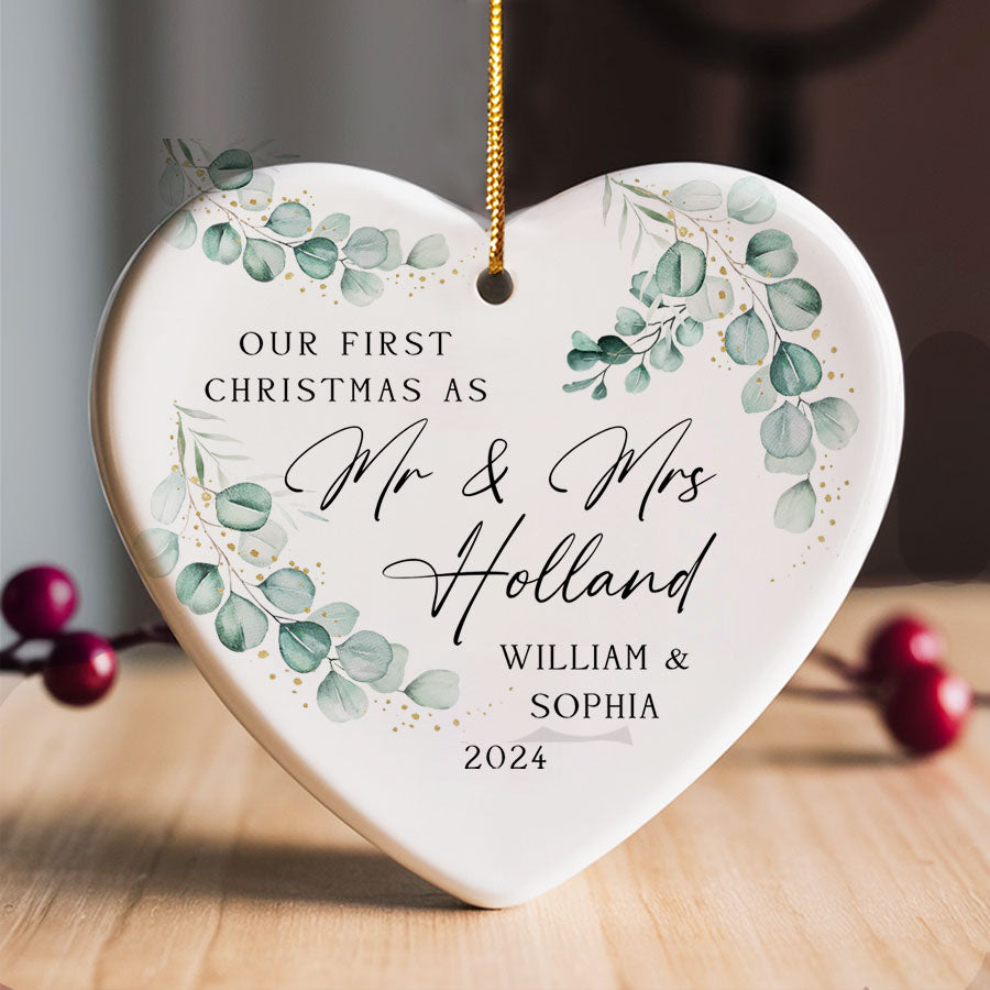 Custom Our First Christmas As Mr & Mrs Ornament