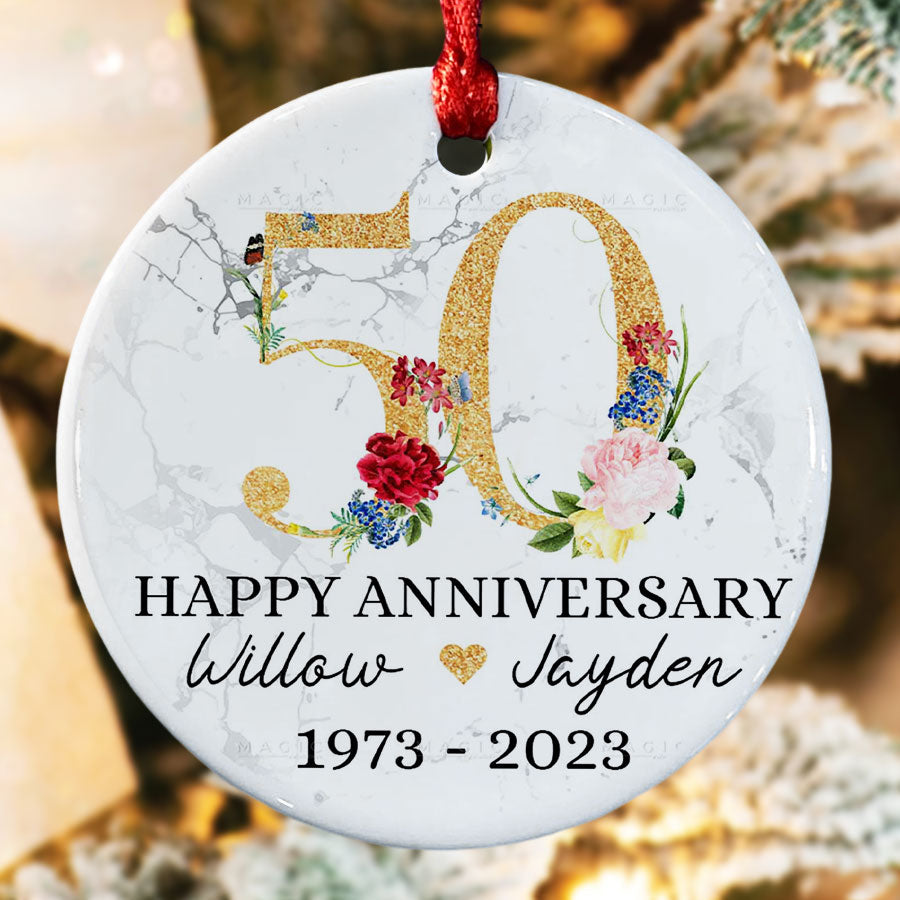 50 Th Anniversary Gifts | Custom Wedding Anniversary Ornaments | Floral ...