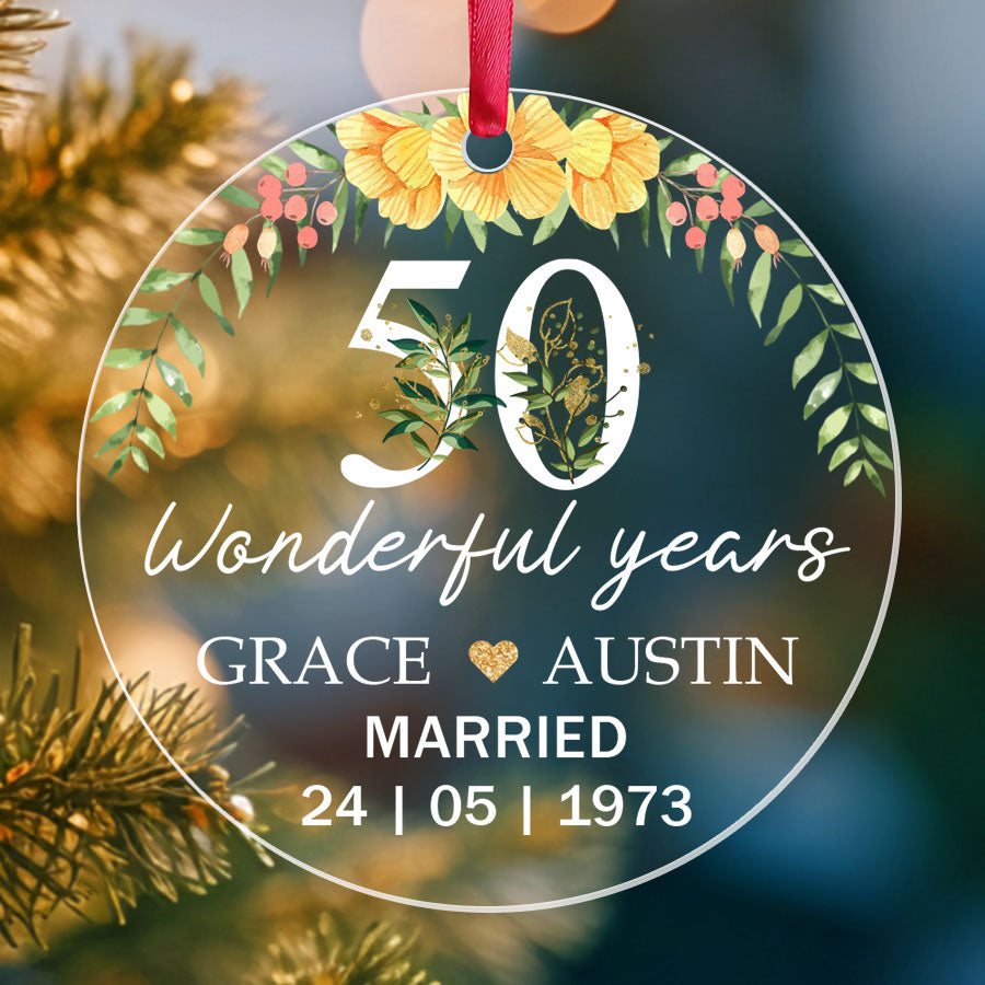 50 Year Anniversary Gifts | Custom 50Th Anniversary Tree Ornaments For ...