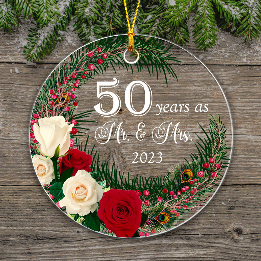 50Th Christmas Ornament | Custom Acrylic Circle Ornaments | Mr And Mrs ...