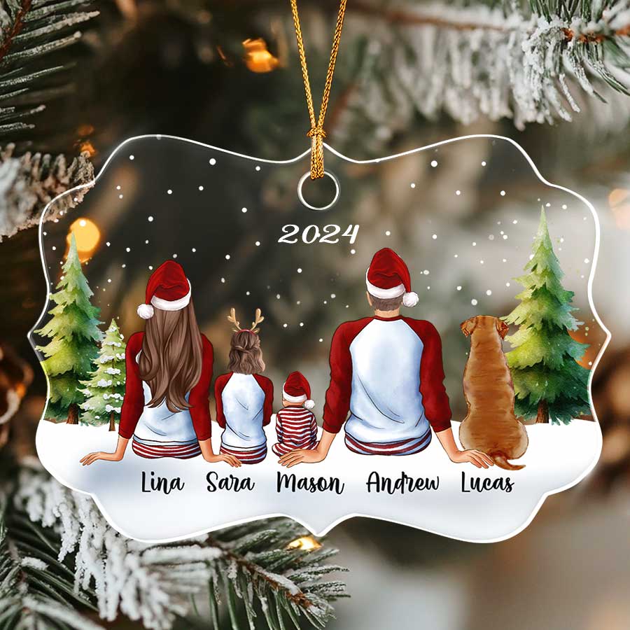 Christmas Ornament Family with Dog