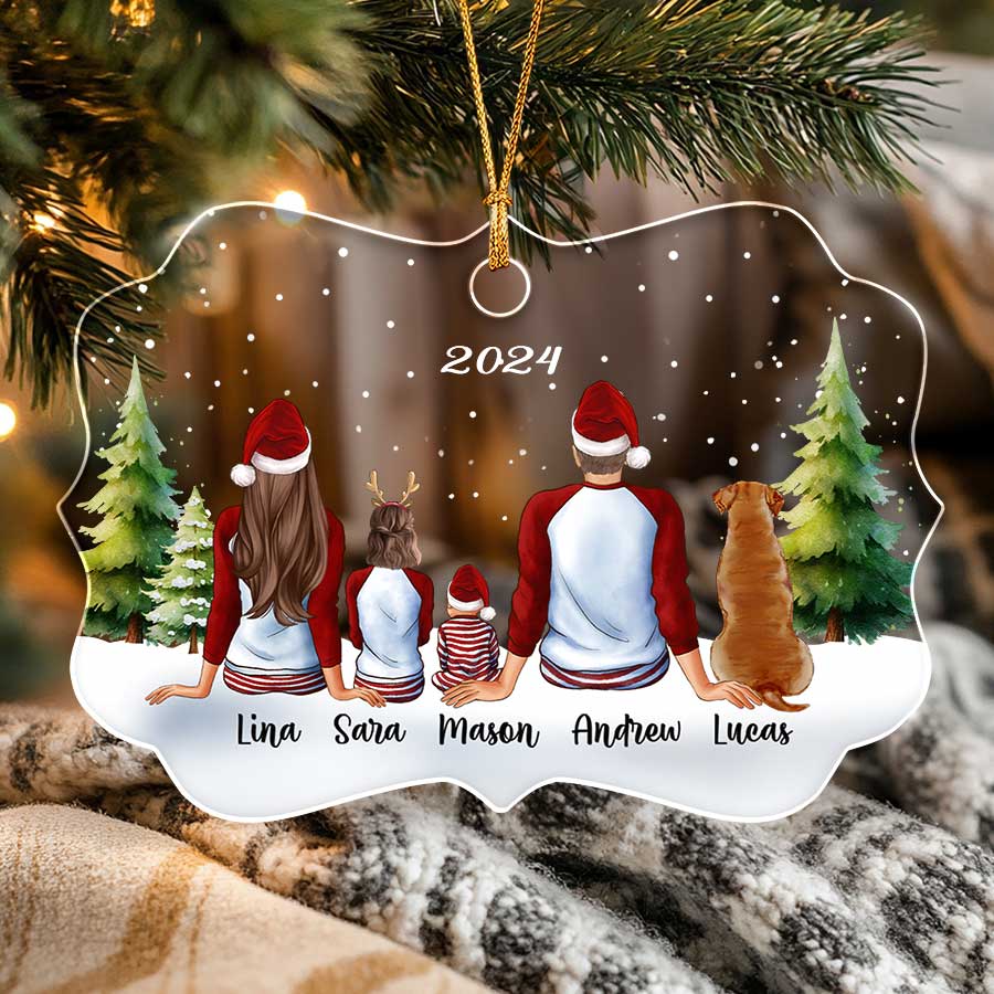 Christmas Ornament Family with Dog