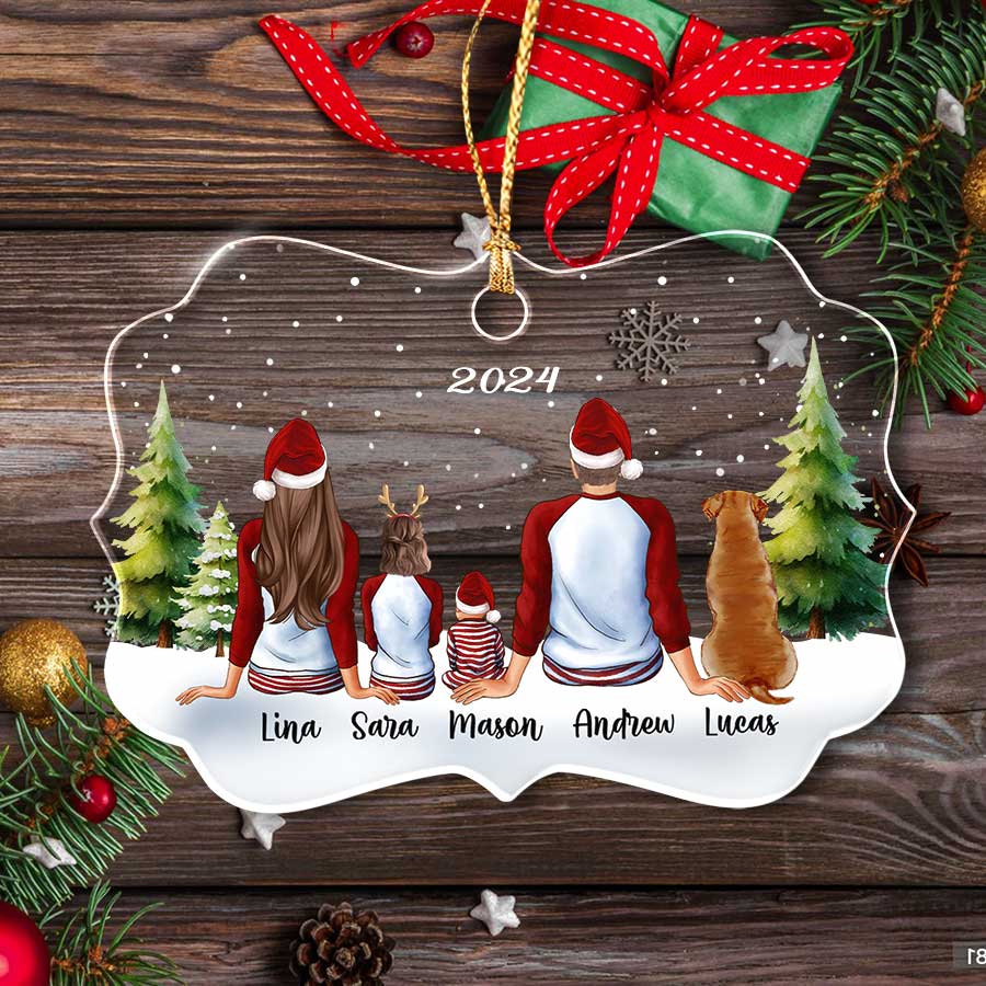 Christmas Ornament Family with Dog