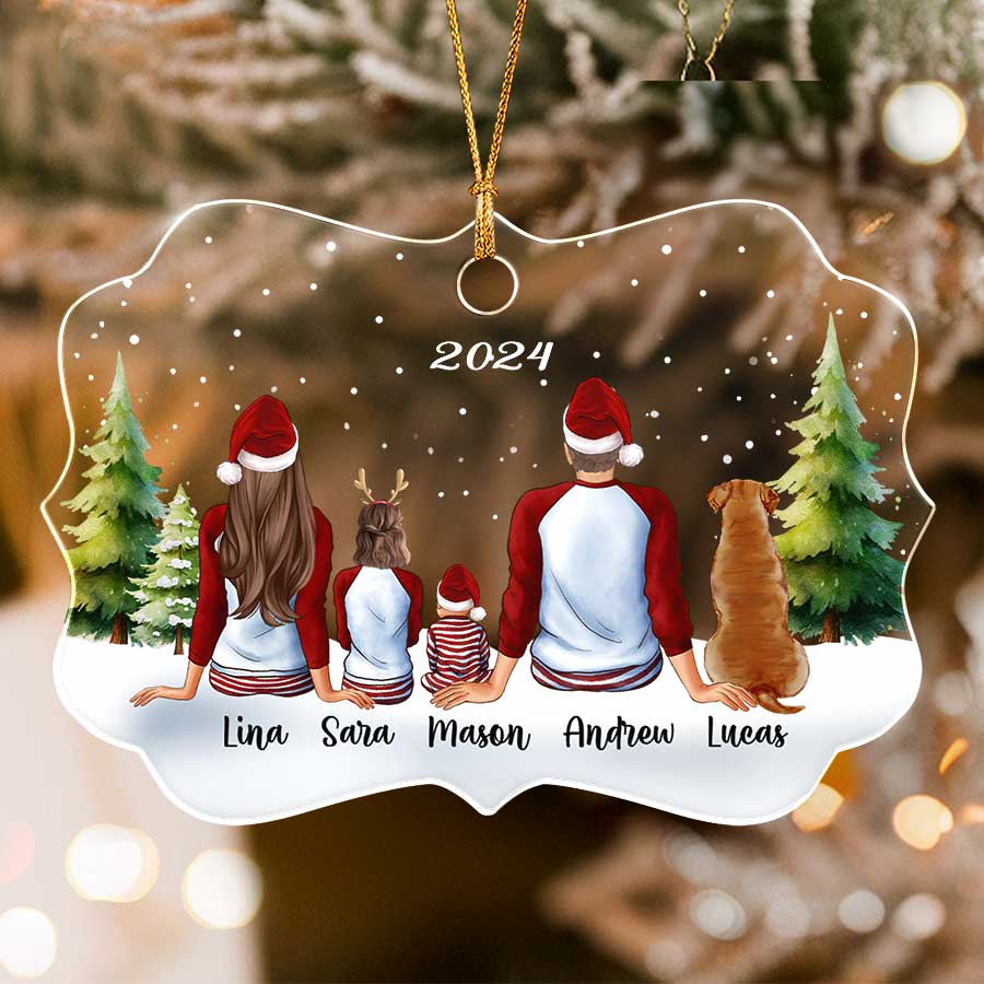 Christmas Ornament Family with Dog