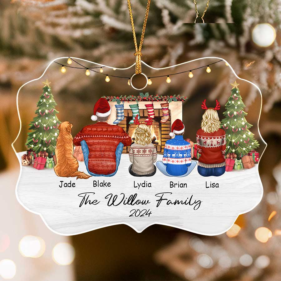 Custom Family Ornament with Dog