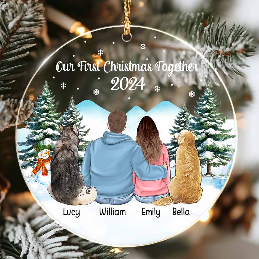 Personalized Christmas Ornaments Custom Couple with Dog