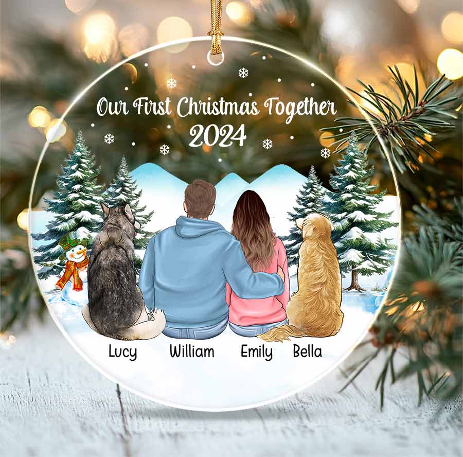 Personalized Christmas Ornaments Custom Couple with Dog