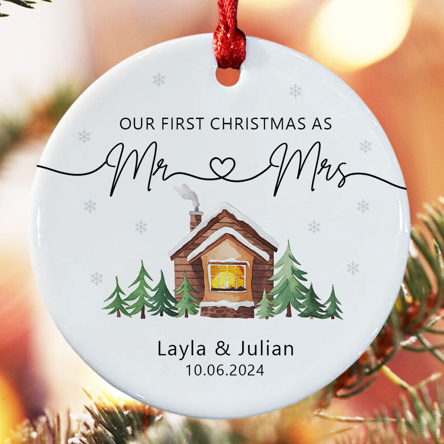 Custom Name Wedding Christmas Ornaments