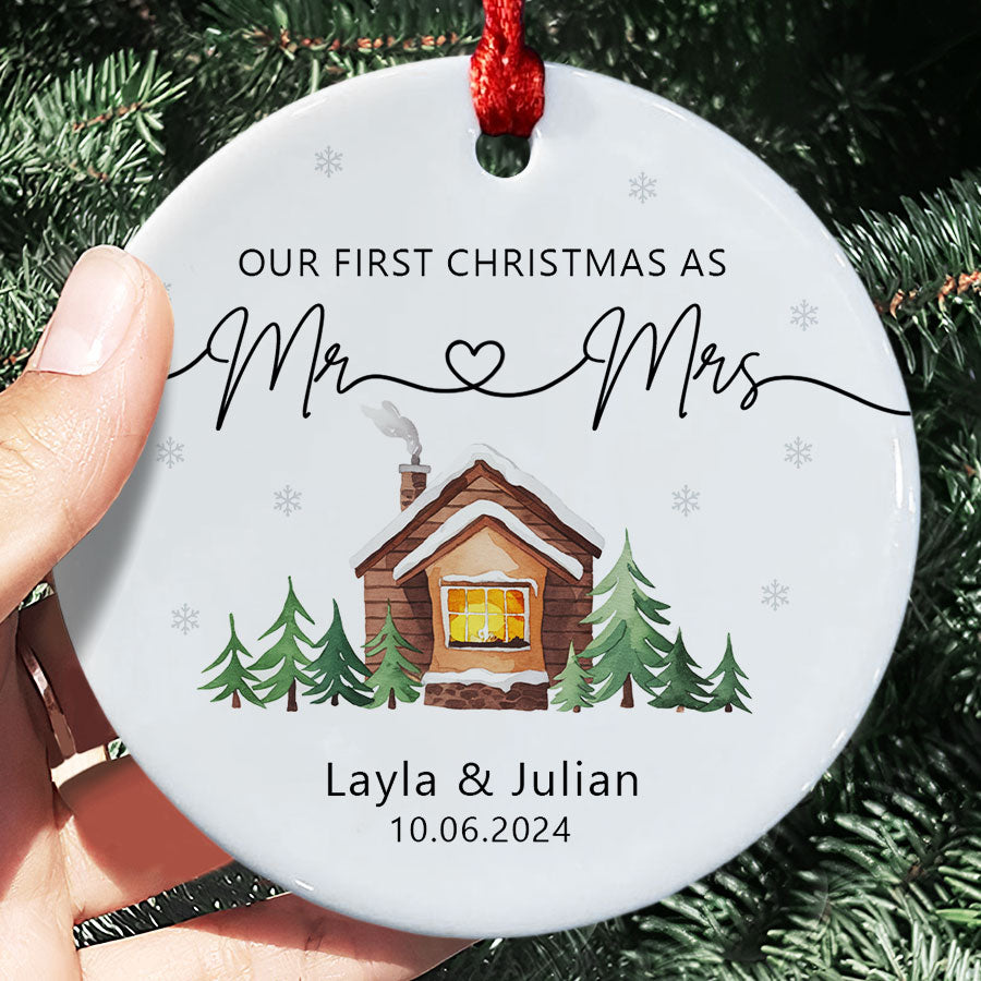 Custom Name Wedding Christmas Ornaments