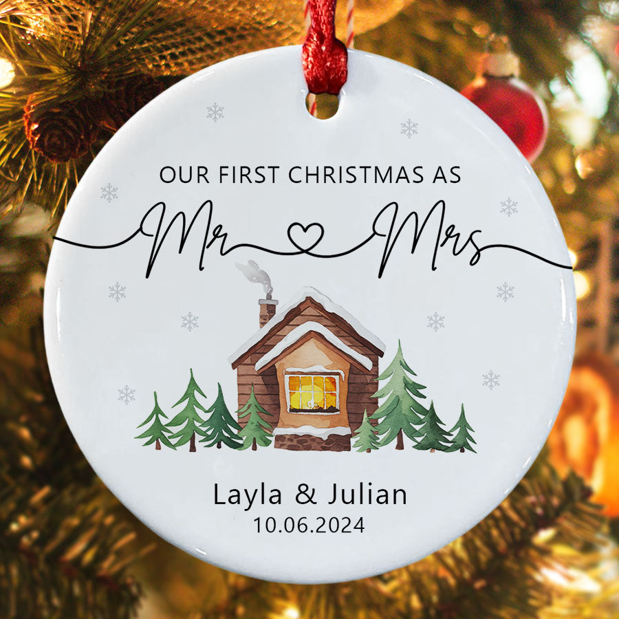 Custom Name Wedding Christmas Ornaments