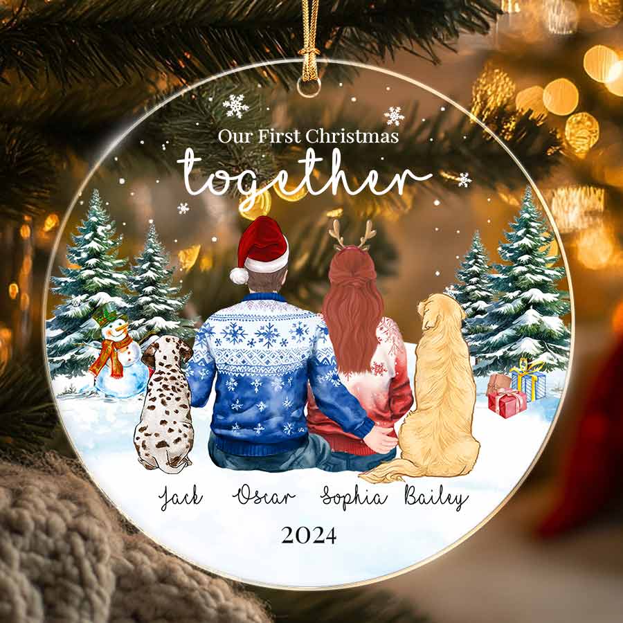 Personalized Christmas Ornaments Custom Couple with Dog