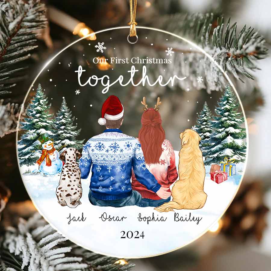 Personalized Christmas Ornaments Custom Couple with Dog