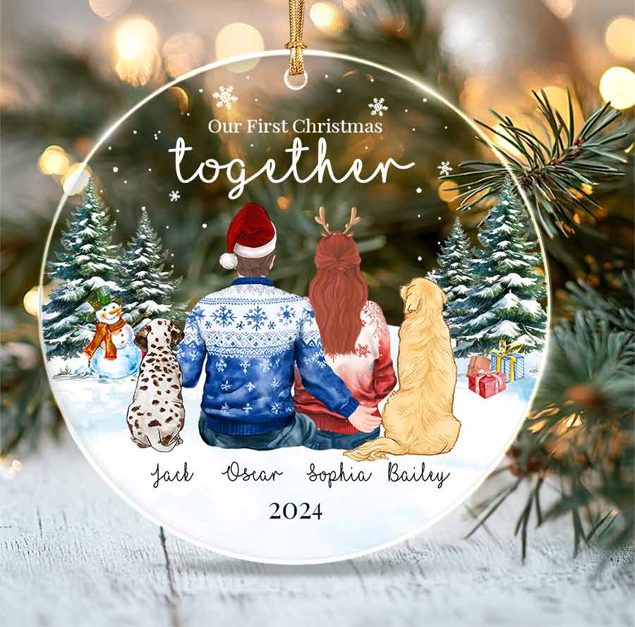 Personalized Christmas Ornaments Custom Couple with Dog