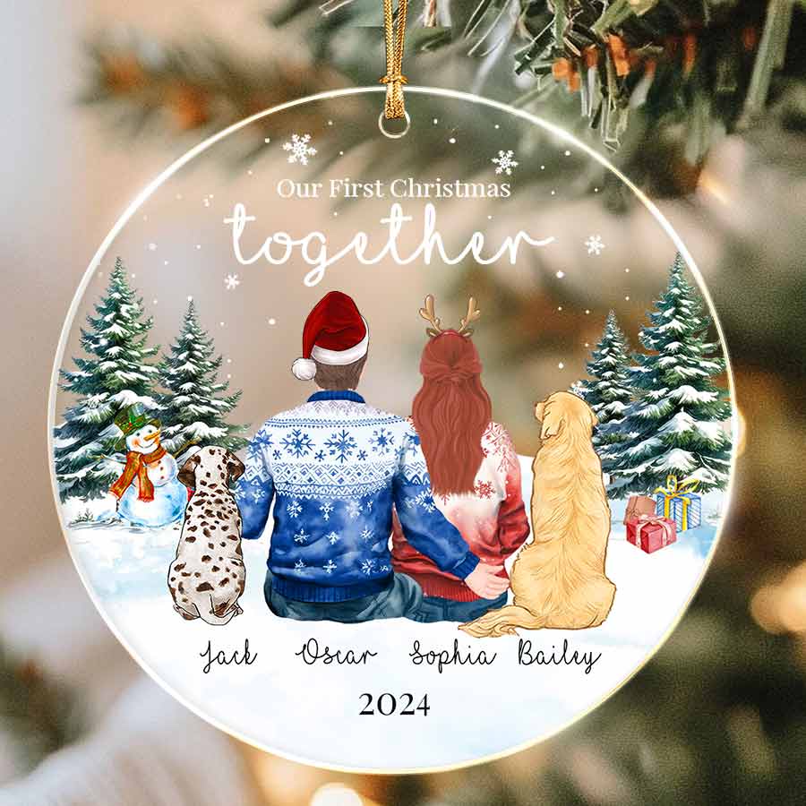 Personalized Christmas Ornaments Custom Couple with Dog