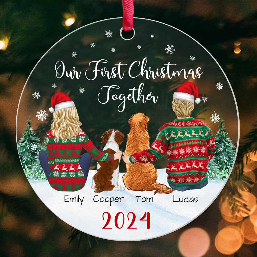 Personalized Christmas Ornaments Custom Couple with Dog (Copy)