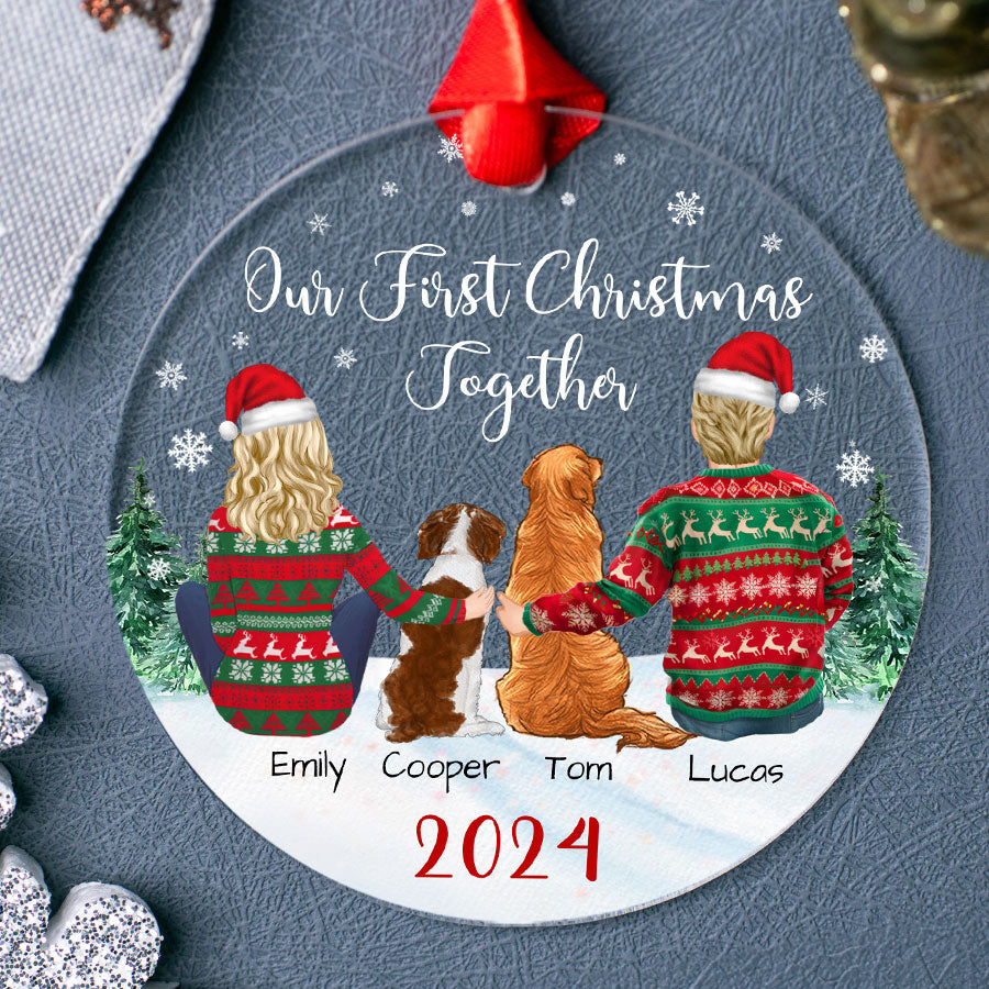 Personalized Christmas Ornaments Custom Couple with Dog (Copy)