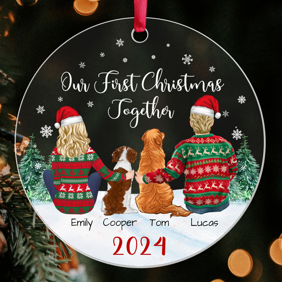 Personalized Christmas Ornaments Custom Couple with Dog (Copy)