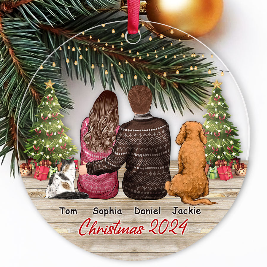 Personalized Christmas Ornaments Custom Couple with Dog