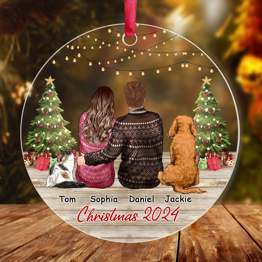 Personalized Christmas Ornaments Custom Couple with Dog