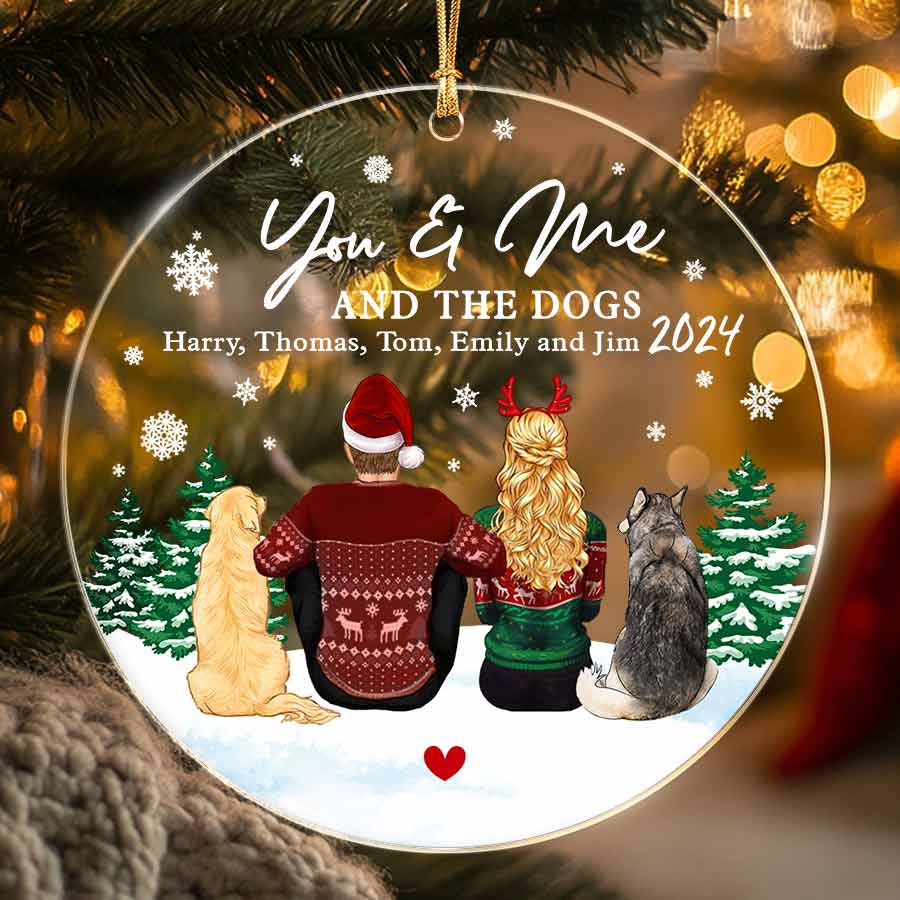 Personalized Christmas Ornaments Custom Couple with Dog