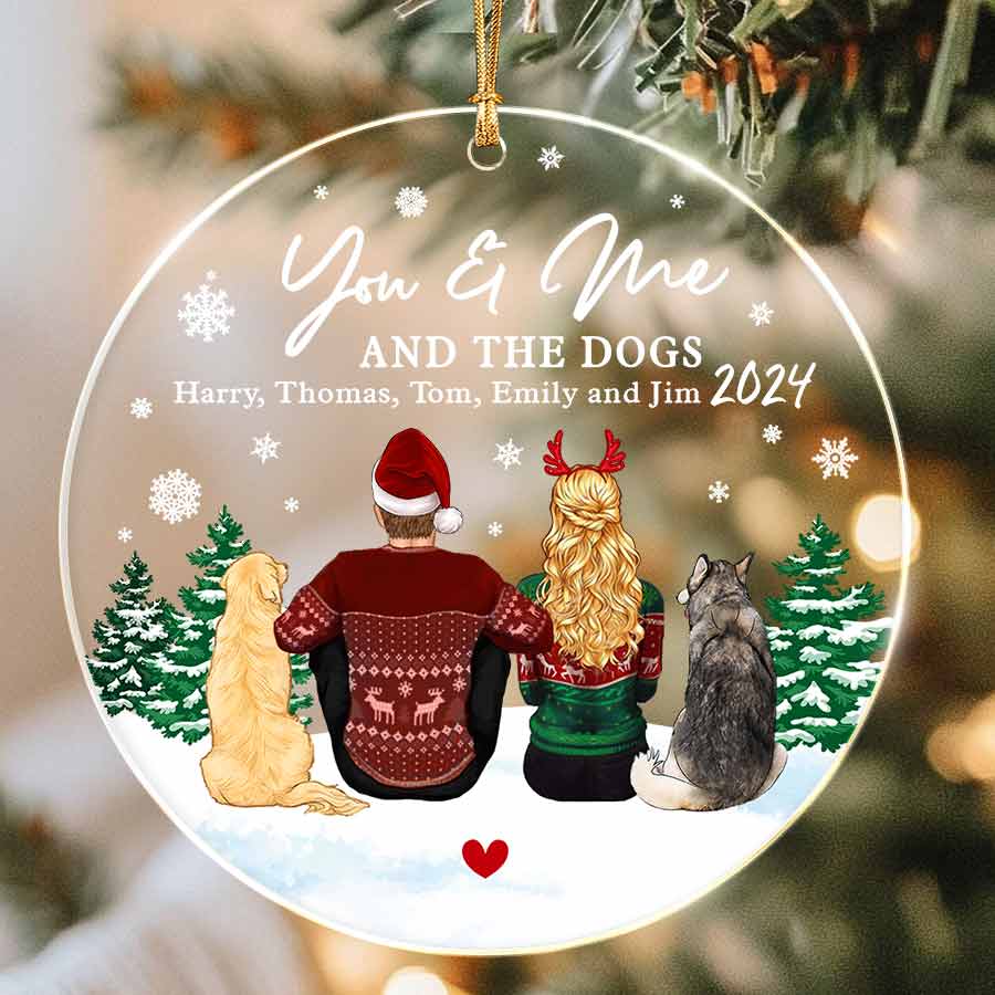 Personalized Christmas Ornaments Custom Couple with Dog