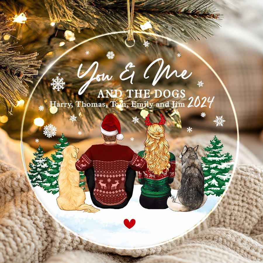 Personalized Christmas Ornaments Custom Couple with Dog