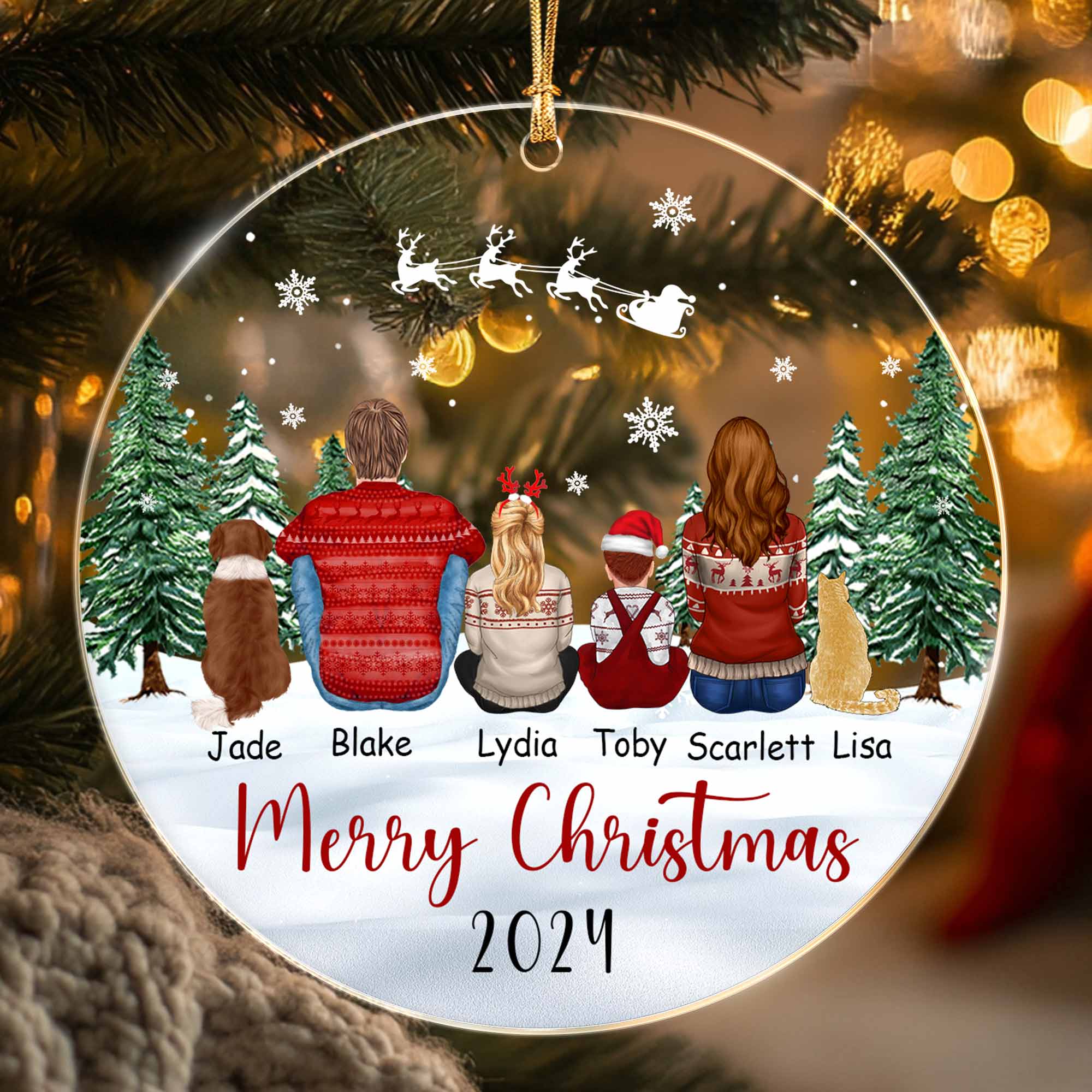 Christmas Ornament Family with Dog