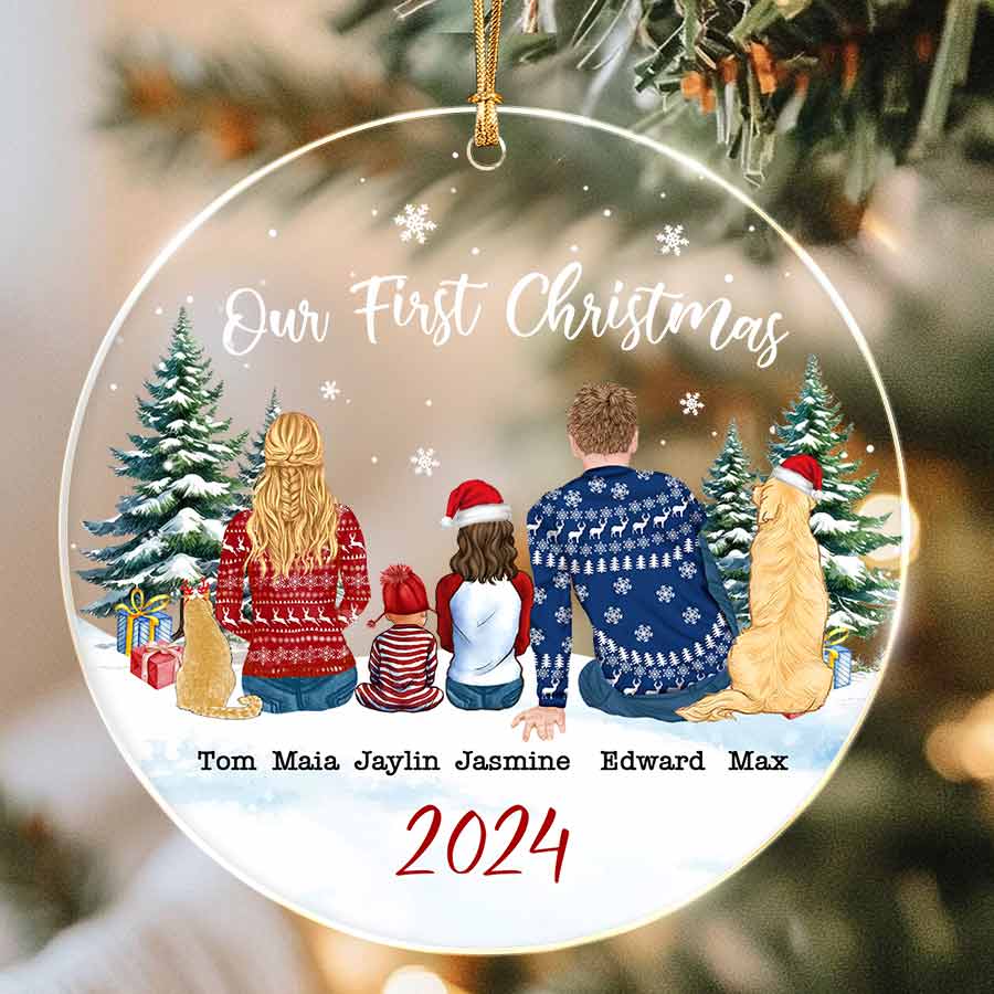 Custom Family Ornament with Dog