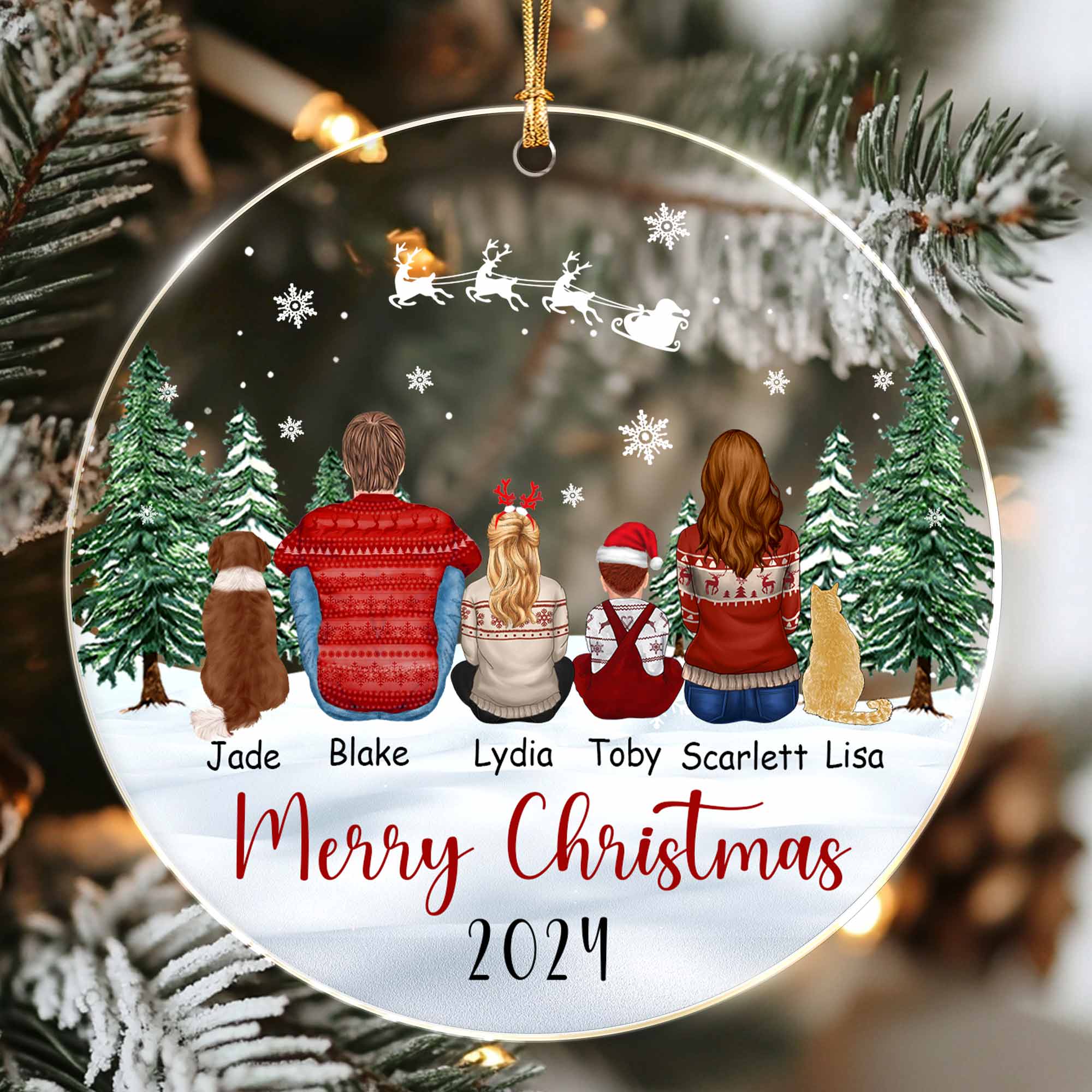 Christmas Ornament Family with Dog