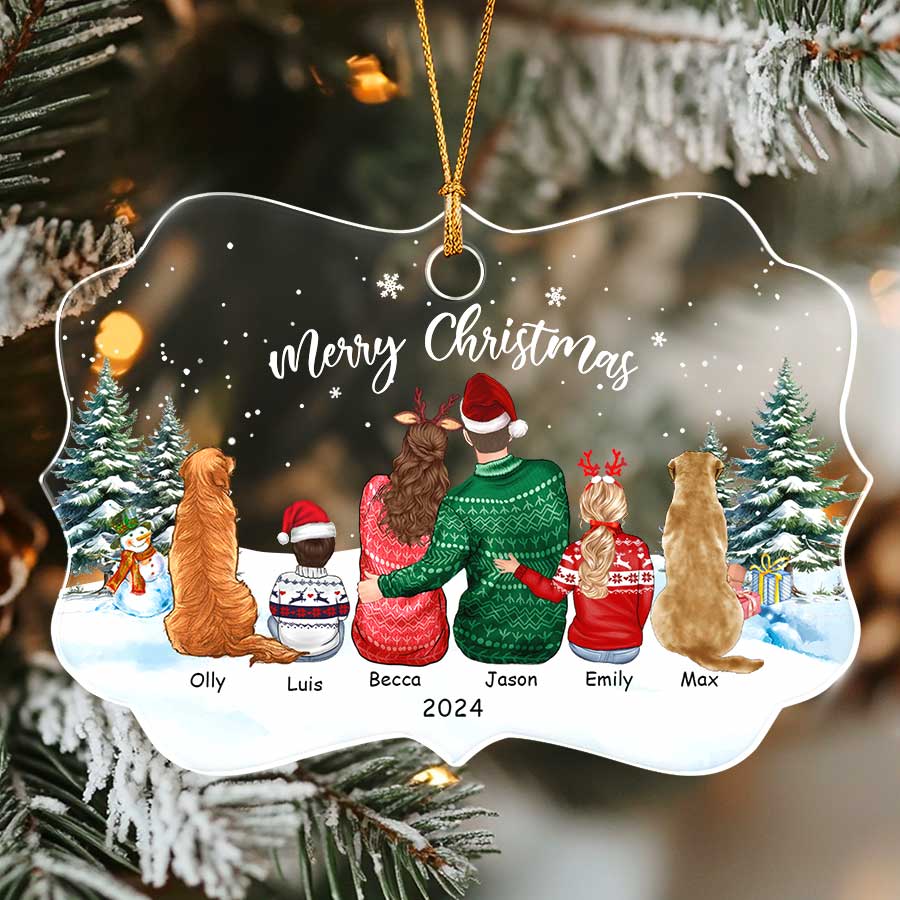 Christmas Ornament Family with Dog