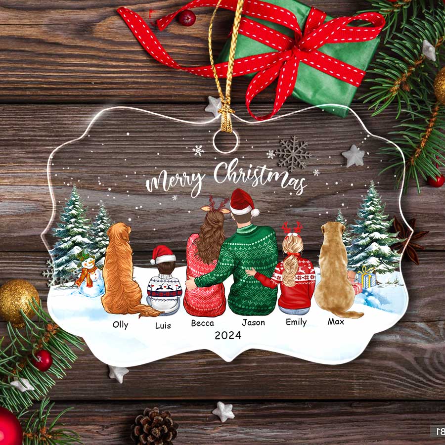 Christmas Ornament Family with Dog