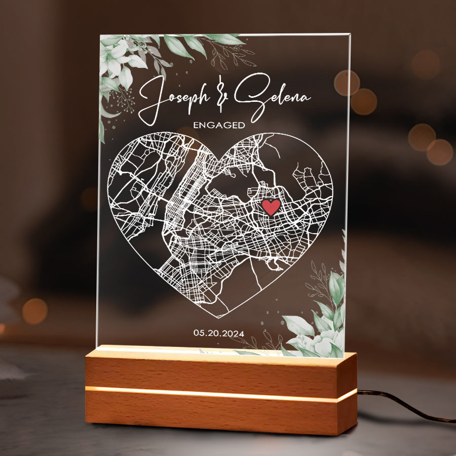 Custom Engagement Map Plaque