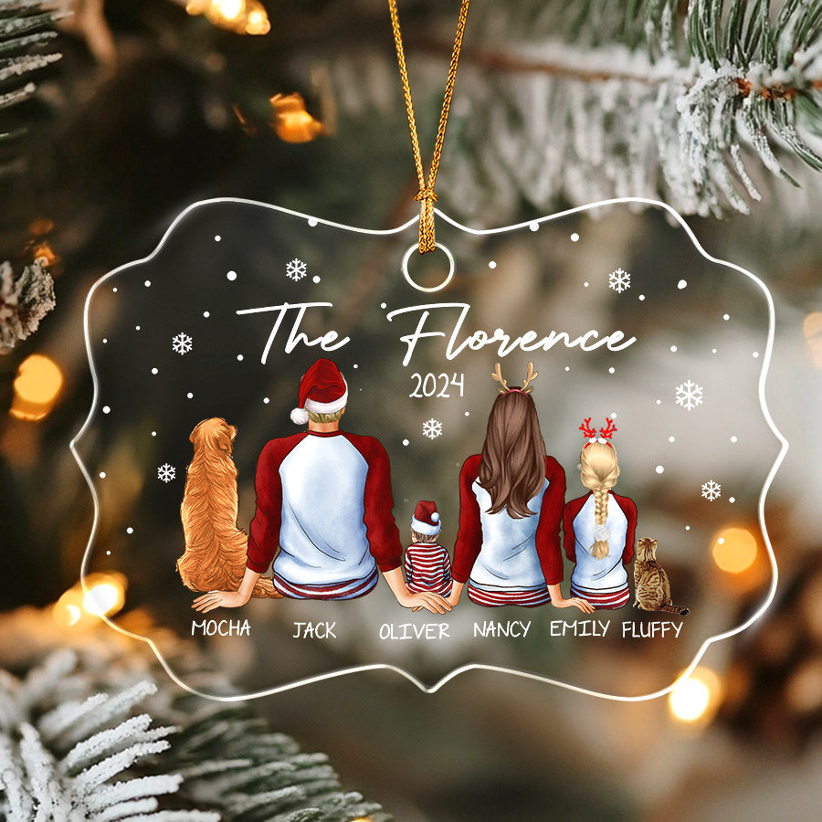 Family with Dog Christmas Ornament